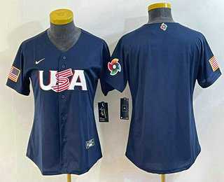 Womens USA Baseball Blank 2023 Navy World Classic Stitched Jersey->2023 world baseball classic->MLB Jersey